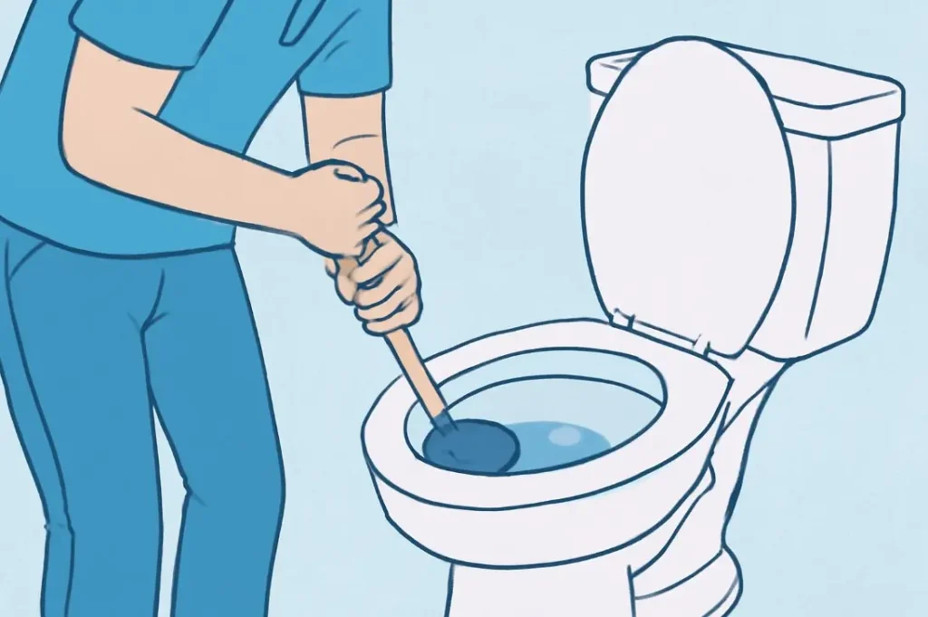 Toilet Unclog With a Plunger