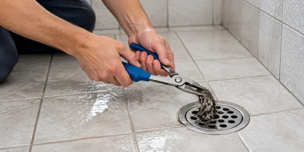 shower drain clogged fixing