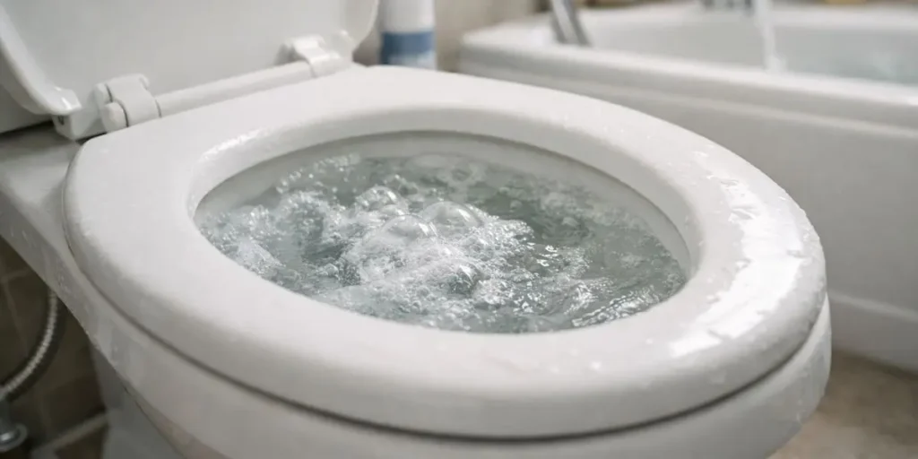 Toilet bubbling after flush from clogged drain line