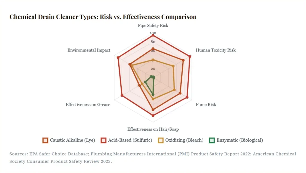 Chemical Drain Cleaner Types - Risk vs. Effectiveness Comparison