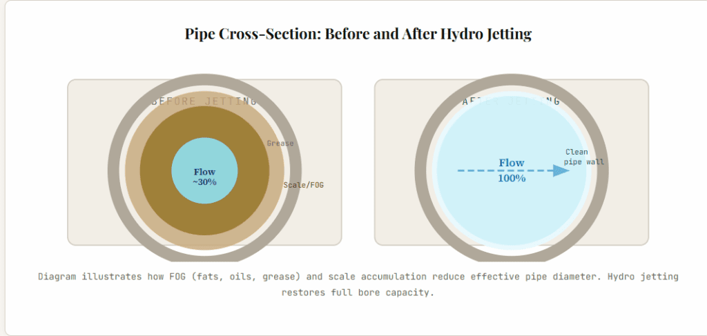 Pipe Cross-Section - Before and After Hydro Jetting