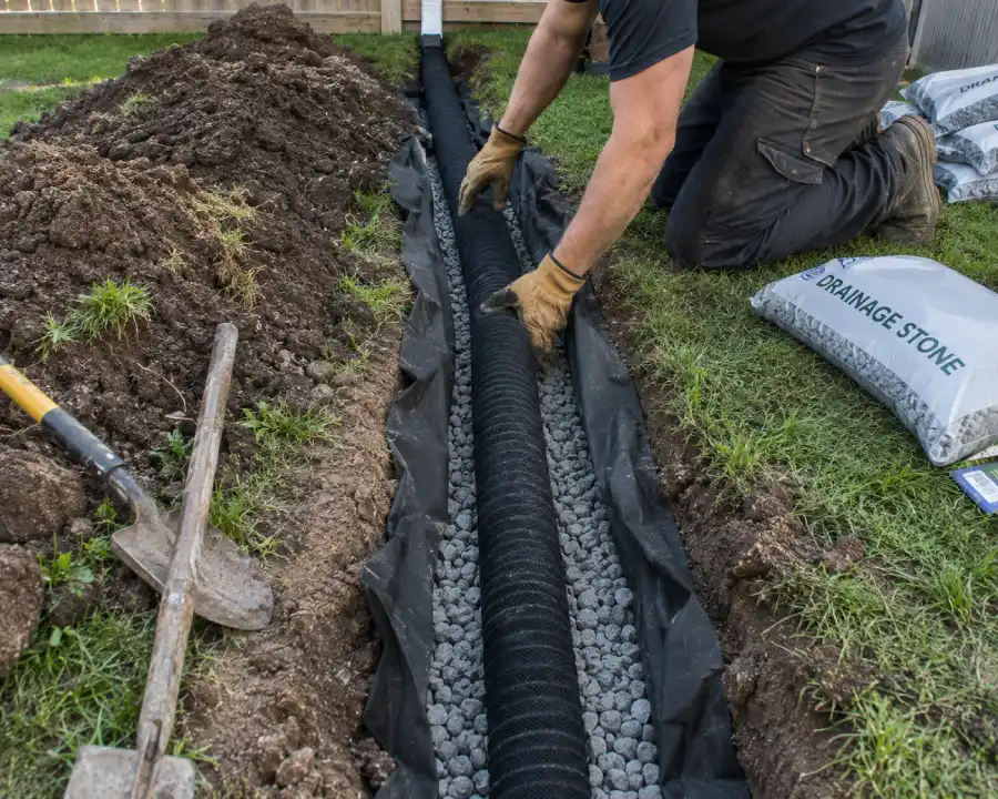 French drain installation