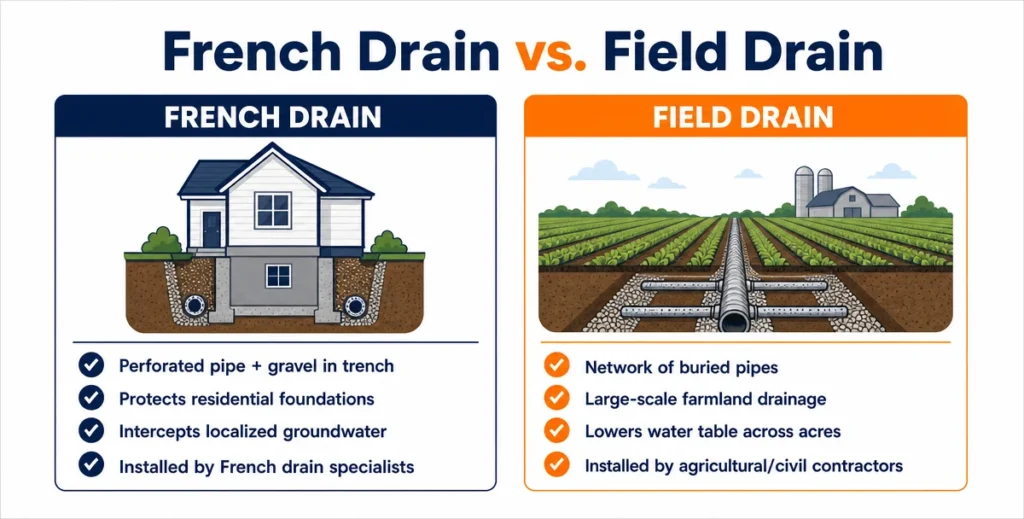 different types of french drains