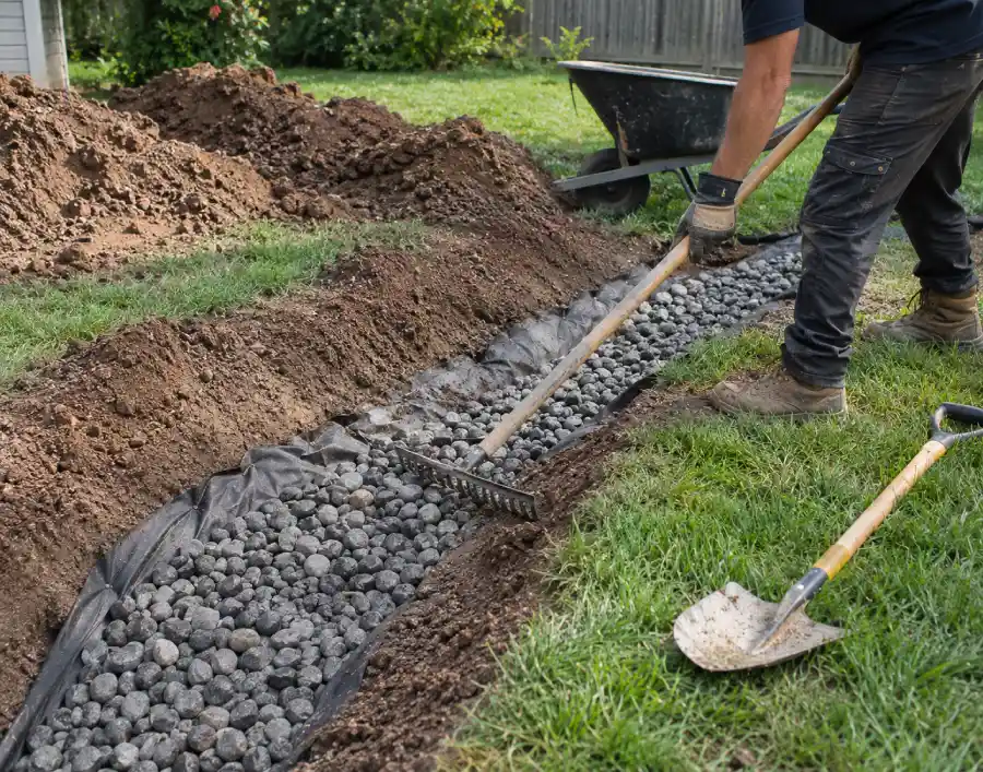 drainage swale installation