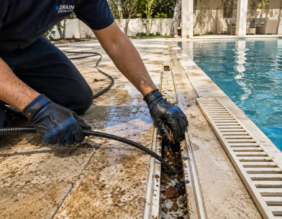 pool deck drain cleaning service